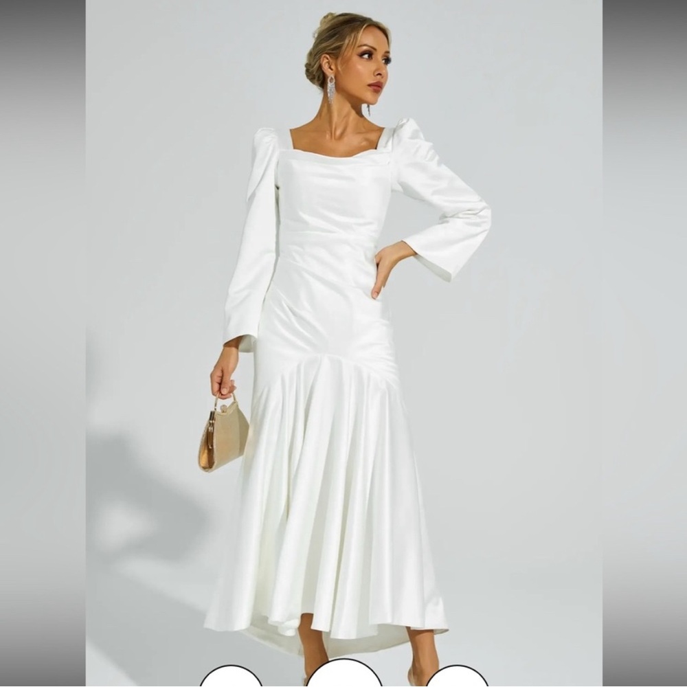 CATCHALL Bruno White Satin Evening Dress